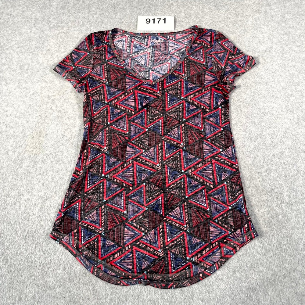 Mudd T Shirt Womens Small Multicolor Geometric Cotton V Neck Casual Outdoor